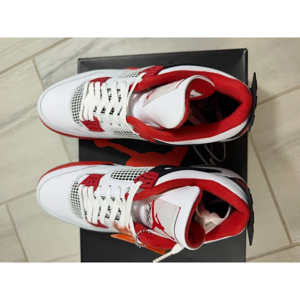 Air Jordan 4 Retro Fire Red 2020 White Black DC7770-160 Mens Size 13